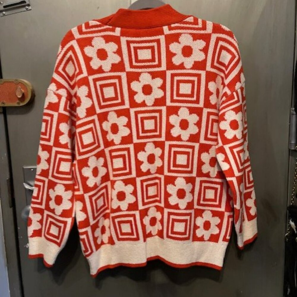 RETRO KNIT JACQUARD FLORAL CARDIGAN - Picture 12 of 16